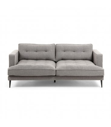 Sofá 3 plazas tapizado gris claro desenfundable con patas de metal negro MAD