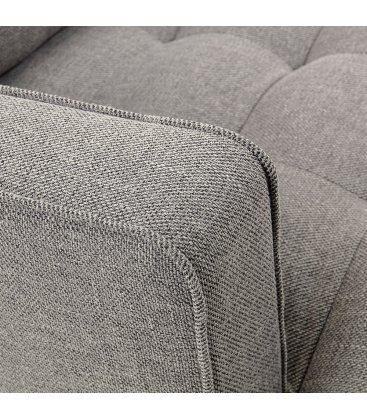 Sofá 3 plazas tapizado gris claro desenfundable con patas de metal negro MAD