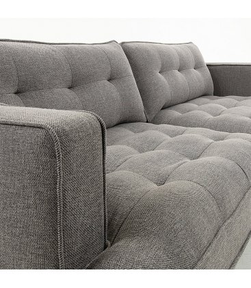 Sofá 3 plazas tapizado gris claro desenfundable con patas de metal negro MAD