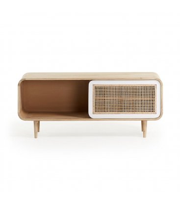 Mueble TV de madera maciza de mango y puerta corredera de rejilla DARE