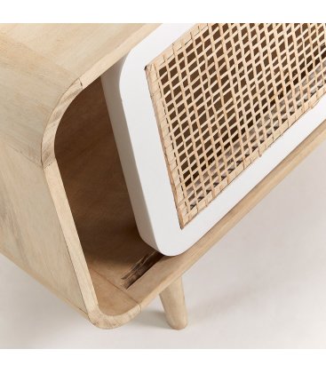 Mueble TV de madera maciza de mango y puerta corredera de rejilla DARE
