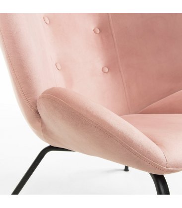 Sillón tapizado en rosa empolvado con patas metálicas en negro BUTTERFLY