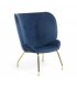 Sillón tapizado en terciopelo azul klein con patas metálicas en dorado BUTTERFLY