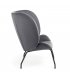 Sillón tapizado en terciopelo gris con patas metálicas en negro BUTTERFLY