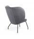 Sillón tapizado en terciopelo gris con patas metálicas en negro BUTTERFLY