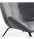 Sillón tapizado en terciopelo gris con patas metálicas en negro BUTTERFLY