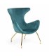 Sillón tapizado en terciopelo verde con patas metálicas en dorado BOGART