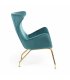 Sillón tapizado en terciopelo verde con patas metálicas en dorado BOGART
