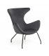 Sillón tapizado en terciopelo gris oscuro con patas metálicas en negro BOGART