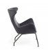 Sillón tapizado en terciopelo gris oscuro con patas metálicas en negro BOGART