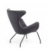 Sillón tapizado en terciopelo gris oscuro con patas metálicas en negro BOGART