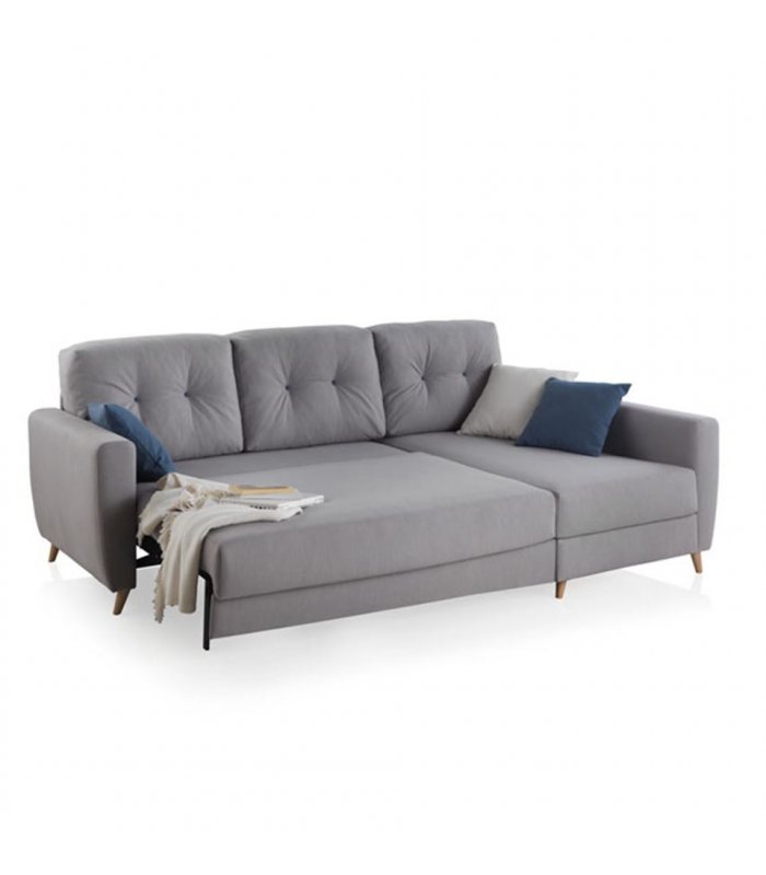 Sofá cama con chaise longue estilo nórdico CASSIS varios tapizados