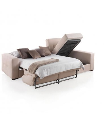 Sofá cama con chaise longue con arcón EDIMBURGO (varias dimensiones y tapizados)