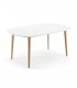 Mesa de comedor extensible con sobre blanco y patas de madera haya HILLS.