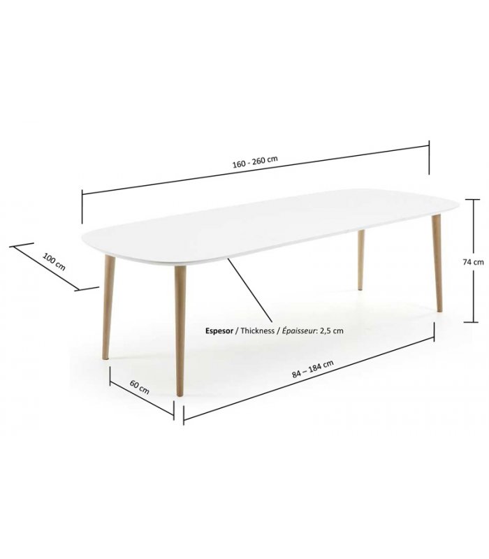 Mesa de comedor extensible con sobre blanco Mesa de comedor extensible con sobre blanco