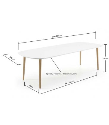 Mesa de comedor extensible con sobre blanco Mesa de comedor extensible con sobre blanco
