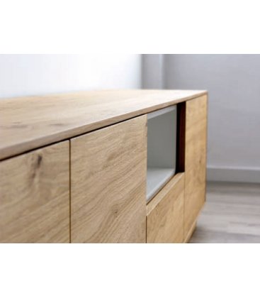 Mueble TV con zócalo o patas NORWAY 200 cm con 2 puertas, 3 cajones y 1 hueco (varios acabados)