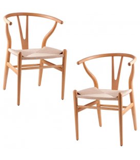 Pack de 2 sillas de madera en color natural ANEA
