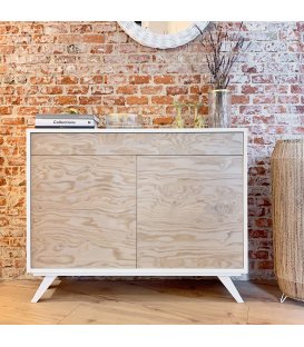 Aparador con patas o zócalo AKER con 1 cajón y 2 puertas...