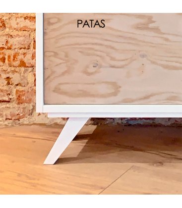 Aparador con patas o zócalo AKER con 1 cajón y 2 puertas (varios acabados)