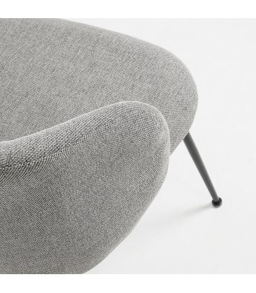 Pack de 2 sillas tapizadas en gris claro y patas negras LIZA