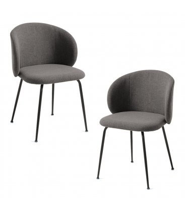 Pack de 2 sillas tapizadas en gris oscuro y patas negras LIZA