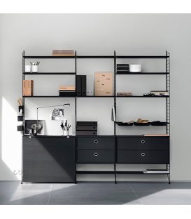 Estantería STRING de 3 módulos con 1 mesa plegable y 2...