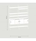 Estantería STRING de 2 módulos con 2 cabinets en blanco y paneles blancos.