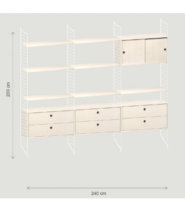 Estantería STRING de 3 módulos con 1 cabinet y...