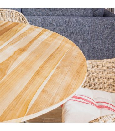 Mesa de comedor redonda de madera maciza de teca RUNA
