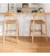 Taburete de madera de eucalipto con asiento de cuerda trenzada LINI 77 cm