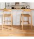 Taburete de madera de eucalipto con asiento de cuerda trenzada LINI 77 cm