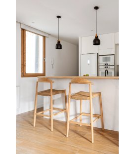 Taburete de madera de eucalipto con asiento de cuerda... 2