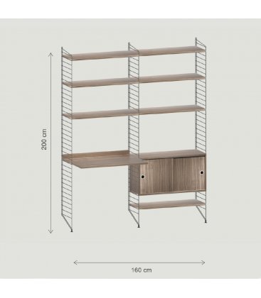 Estantería STRING de 2 módulos con 1 cabinet y...