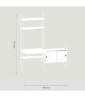 Estantería STRING de 2 módulos con 1 escritorio y 1 cabinet en blanco.