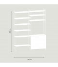 Estantería STRING de 2 módulos con 1 escritorio plegable en blanco.