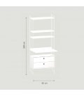 Estantería STRING de 1 módulo con 1 escritorio y 1 cabinet en blanco.
