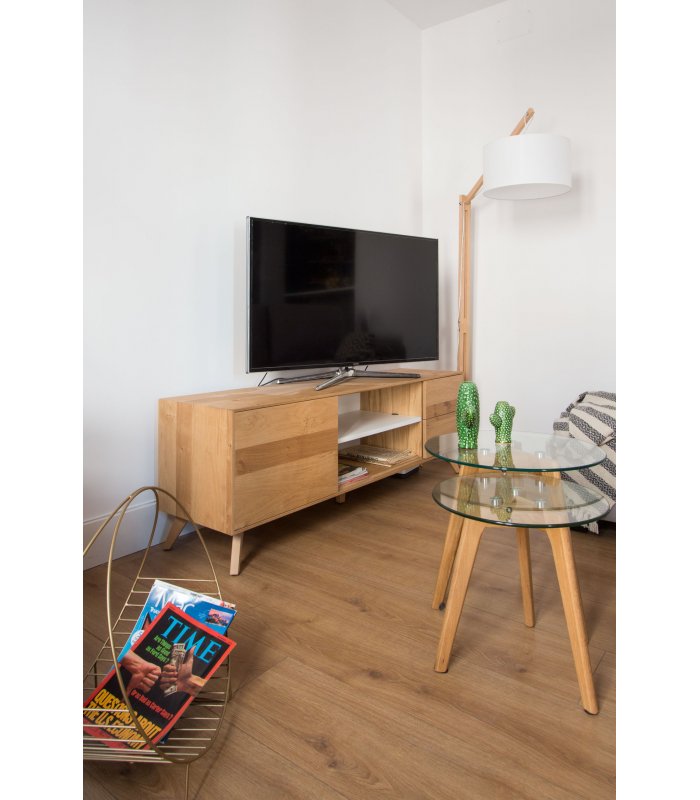 Mueble TV con zócalo o patas NORWAY 160cm con 1 puerta, 2 cajones y 2 hueco  (varios acabados)