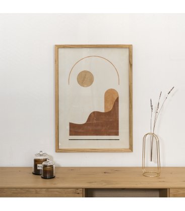 Cuadro abstracto blanco, marrón y beige 50x70 cm SPOT N02