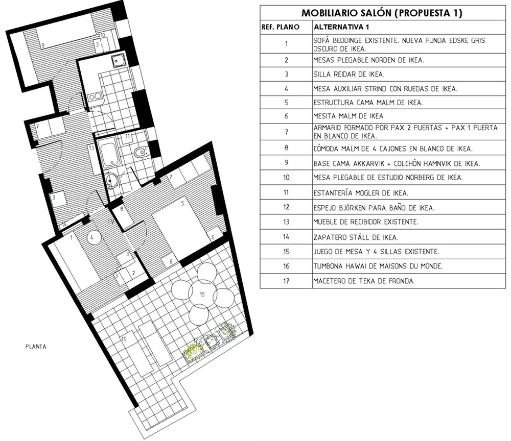REFORMAS DE DISEÑO_HOME STAGING EN EL BARRIO DE SALAMANCA_PLANO DE AMUEBLAMIENTO plano y tabla REFORMAS DE DISEÑO_HOME STAGING EN EL BARRIO DE SALAMANCA_PLANO DE AMUEBLAMIENTO plano y tabla