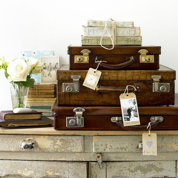 Maleta vintage grande marrón tapizada, Maletas y baúles, Objetos y  decoración