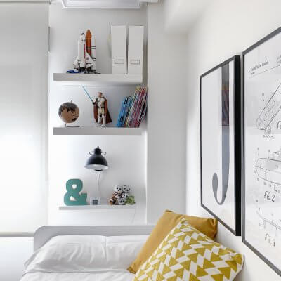 Interiorismo de vivienda_dormitorio juvenil-escritorio-cama nido-colorido